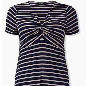 Navy & Taupe Stripe Rib Dress